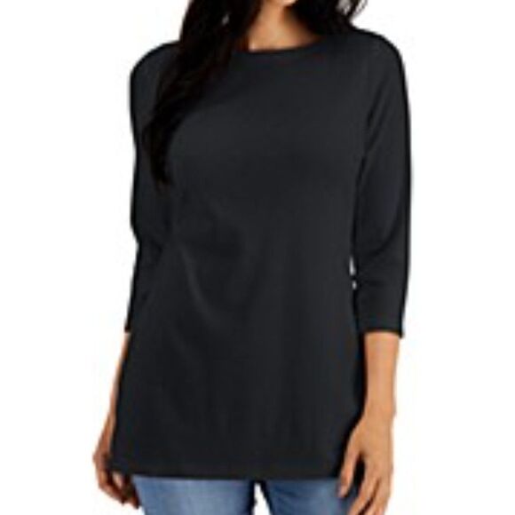 Karen Scott Essential Cotton 3/4-Sleeve Top - Picture 1 of 8